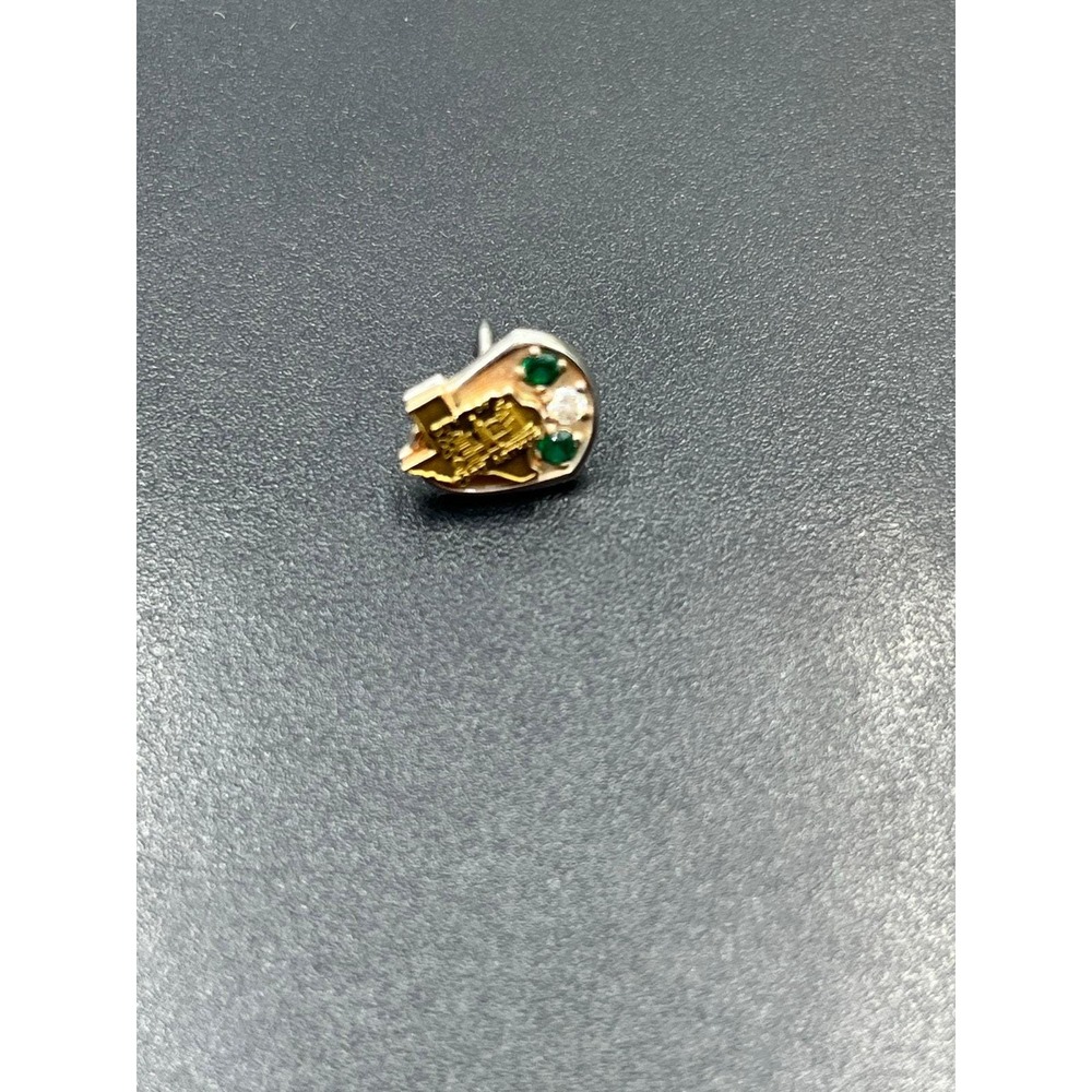 CTO Vintage City of Port Arthur Texas Oil 10k‎ Emerald and Diamond Lapel Pin - Picture 3 of 14